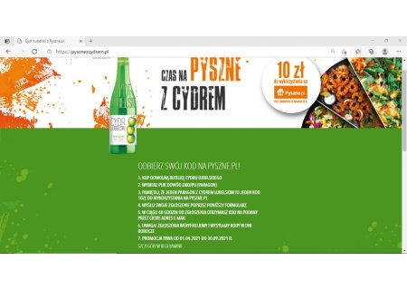 10 zł zniżki do Pyszne.pl przy zakupie Cydr Lubelski - pysznezcydrem.pl