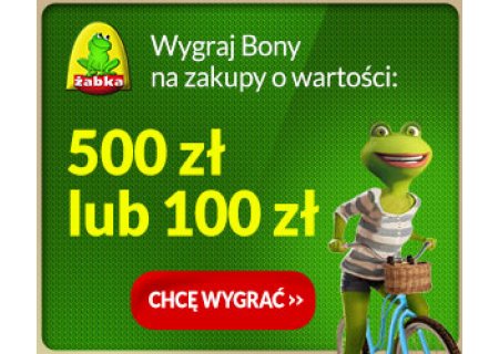 Zgarnij bony do Żabki o wartości: 500 zł lub 100 zł