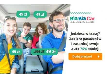 Oszczędź nawet 75% kosztów podróży z Bla Bla Car!